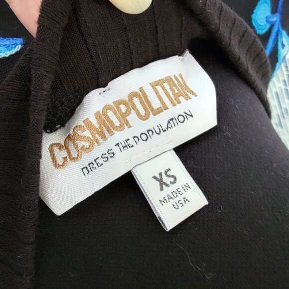 NEW COSMOPOLITAN x DRESS THE POPULATION MESH FLORAL BLACK LONG SLEEVE CROP TOP - Picture 12 of 15